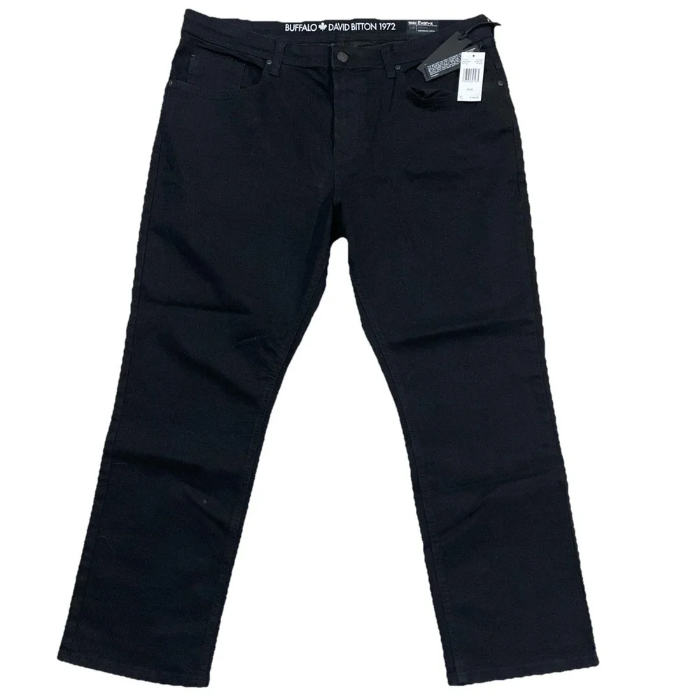 Buffalo David Bitton Men Black Denim Jeans 40x30 Evan-x‎ Slim Straight  NWT